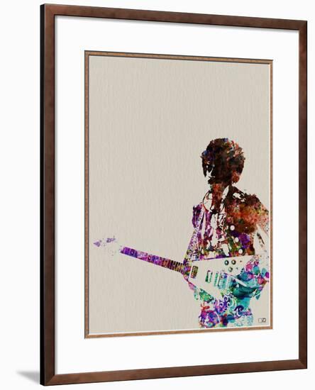 Hendrix With Guitar Watercolor-NaxArt-Framed Giclee Print