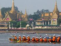Cambodia's Illuminated Boats Make Their Way Along the Tonle Sap River-Heng Sinith-Framed Photographic Print