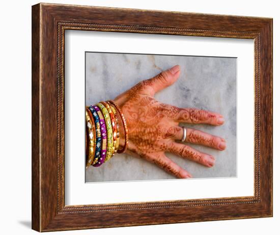 Henna Design on Woman's Hands, Delhi, India-Bill Bachmann-Framed Photographic Print