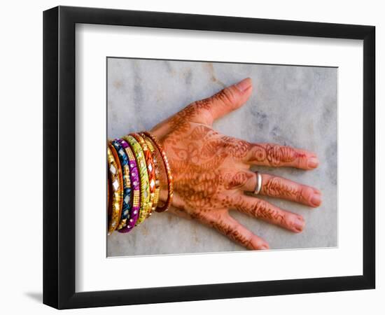 Henna Design on Woman's Hands, Delhi, India-Bill Bachmann-Framed Photographic Print