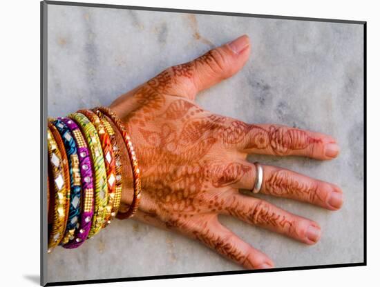 Henna Design on Woman's Hands, Delhi, India-Bill Bachmann-Mounted Photographic Print