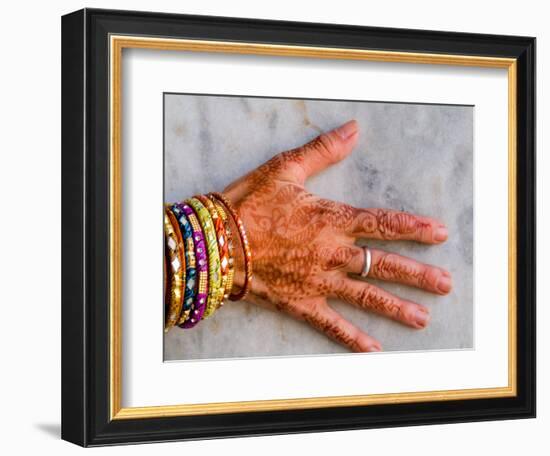 Henna Design on Woman's Hands, Delhi, India-Bill Bachmann-Framed Photographic Print