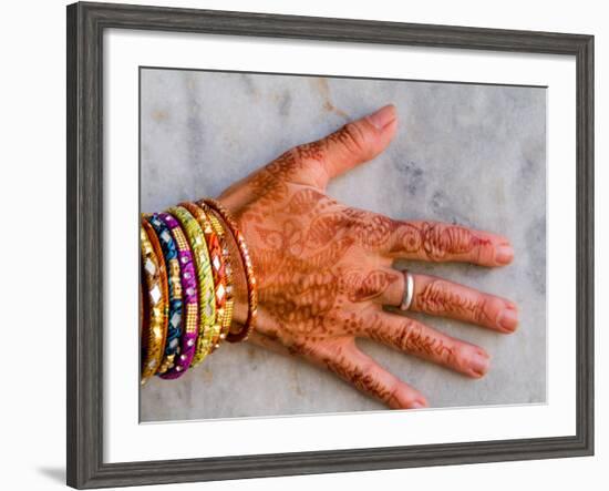 Henna Design on Woman's Hands, Delhi, India-Bill Bachmann-Framed Photographic Print