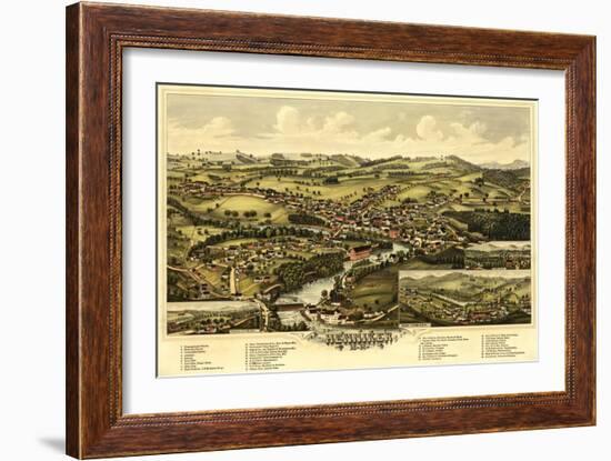 Henniker, New Hampshire - Panoramic Map-Lantern Press-Framed Art Print