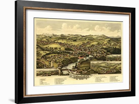 Henniker, New Hampshire - Panoramic Map-Lantern Press-Framed Art Print