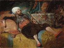 A Reclining Turk Smoking a Hookah, 1844-Henri Baron-Framed Premier Image Canvas