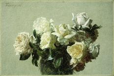 White Roses and Chrysanthemums in a Vase -Peaches and Grapes on a Table with a White Tablecloth;…-Henri Fantin-Latour-Giclee Print
