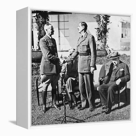 ''Henri Giraud and de Gaulle during the Casablanca Conference, January, 1943, (1945)-Unknown-Framed Stretched Canvas