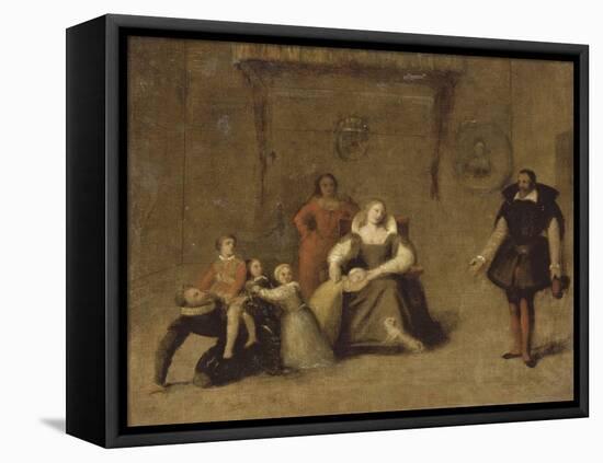 Henri IV jouant avec ses enfants-Jean-Auguste-Dominique Ingres-Framed Premier Image Canvas