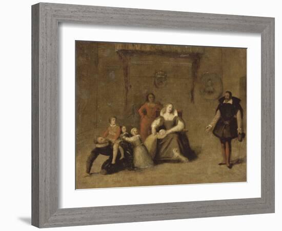 Henri IV jouant avec ses enfants-Jean-Auguste-Dominique Ingres-Framed Giclee Print