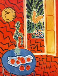 Red Interior, Still Life on Blue Table, c.1947