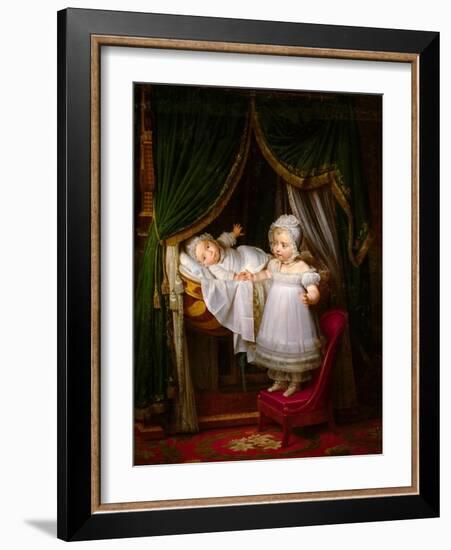 Henri of Artois, Count of Chambord, Duc De Bordeaux in His Cradle-Louis Hersent-Framed Giclee Print