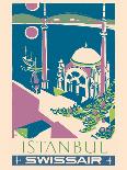 Istanbul, Turkey - Swissair - Ortaköy Mosque - Vintage Airline Travel Poster, 1951-Henri Ott-Framed Art Print