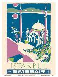 Istanbul, Turkey - Swissair - Ortaköy Mosque - Vintage Airline Travel Poster, 1951-Henri Ott-Mounted Art Print
