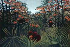 In a Tropical Forest; Tiger Attacks a Buffalo-Henri Rousseau-Art Print