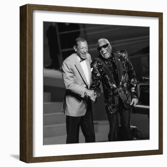 Henri Salvador and Ray Charles at the "Victoires De La Musique", France-DR-Framed Photographic Print