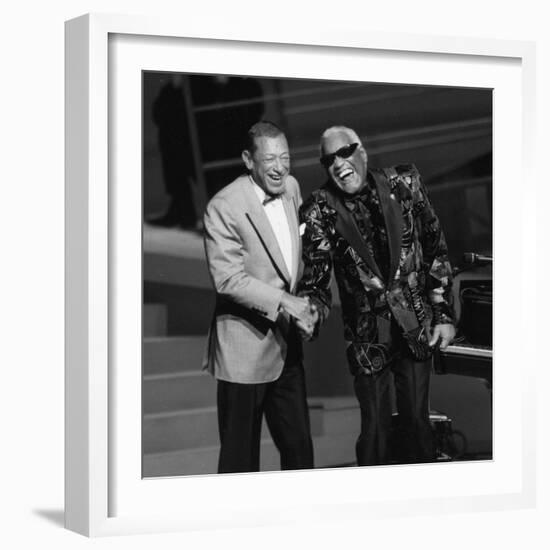 Henri Salvador and Ray Charles at the "Victoires De La Musique", France-DR-Framed Photographic Print