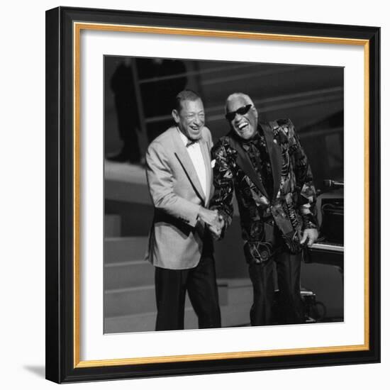 Henri Salvador and Ray Charles at the "Victoires De La Musique", France-DR-Framed Photographic Print