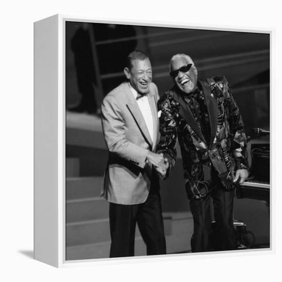 Henri Salvador and Ray Charles at the "Victoires De La Musique", France-DR-Framed Premier Image Canvas