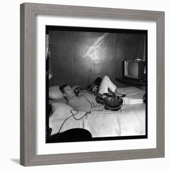 Henri Salvador with His Guitar-Therese Begoin-Framed Photographic Print