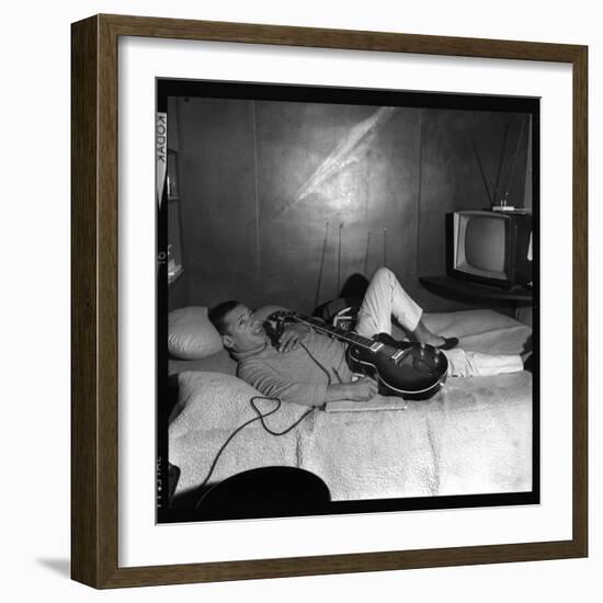 Henri Salvador with His Guitar-Therese Begoin-Framed Photographic Print