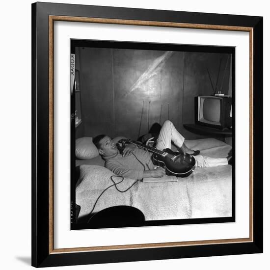 Henri Salvador with His Guitar-Therese Begoin-Framed Photographic Print