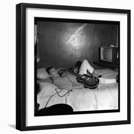 Henri Salvador with His Guitar-Therese Begoin-Framed Photographic Print