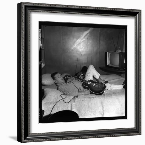 Henri Salvador with His Guitar-Therese Begoin-Framed Photographic Print