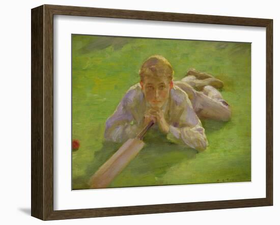 Henry Allen in Cricketing Whites-Henry Scott Tuke-Framed Premium Giclee Print