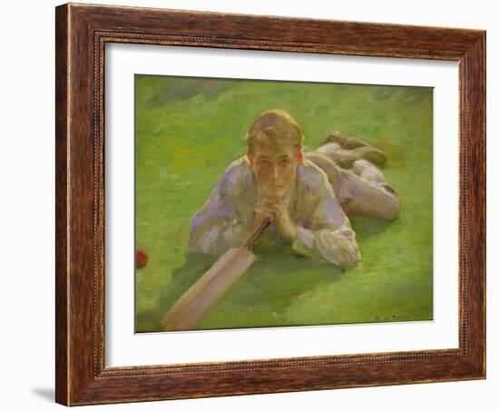 Henry Allen in Cricketing Whites-Henry Scott Tuke-Framed Premium Giclee Print