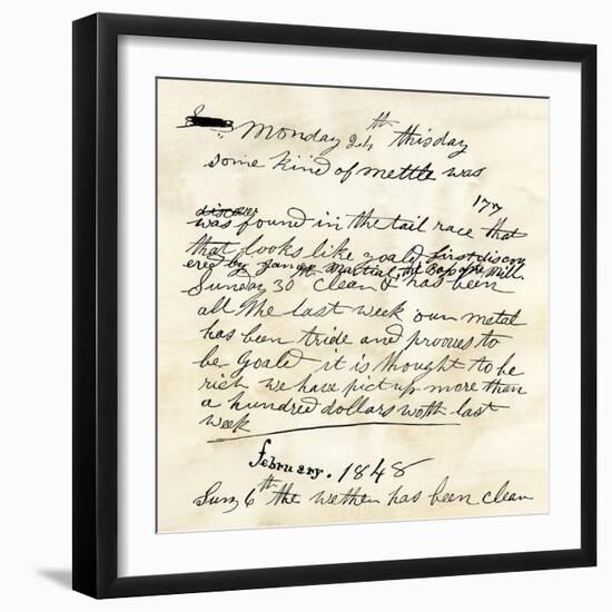 Henry Bigler's Diary Entry Marking James Marshall's Gold Discovery at Sutter's Mill, c.1848-null-Framed Giclee Print