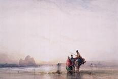 A Fishing Smack and a Small Boat Drawn up on the Shore beneath a Rocky Cliff, 19Th Century-Henry Bright-Giclee Print