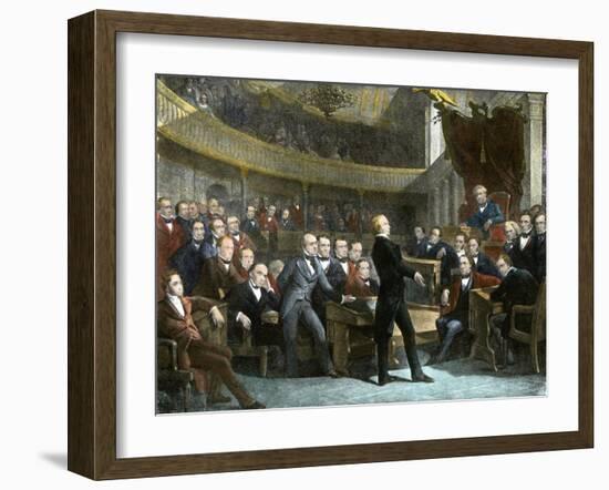 Henry Clay Arguing in the Us Senate for the Compromise of 1850 to Avert Civil War-null-Framed Giclee Print