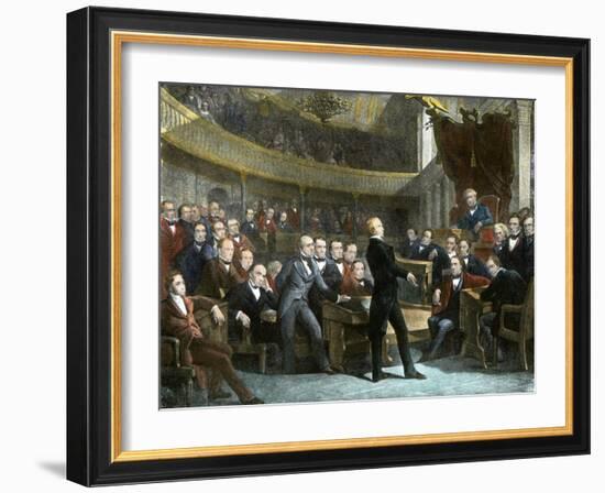 Henry Clay Arguing in the Us Senate for the Compromise of 1850 to Avert Civil War-null-Framed Giclee Print