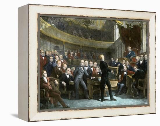 Henry Clay Arguing in the Us Senate for the Compromise of 1850 to Avert Civil War-null-Framed Premier Image Canvas