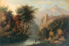 Landscape with Castle and River and Chepstow Castle, 1862-Henry Dawson-Giclee Print