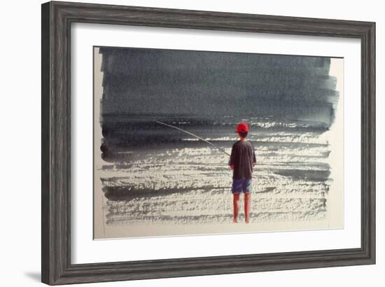 Henry Fishing, Alps, 1990-Lincoln Seligman-Framed Giclee Print