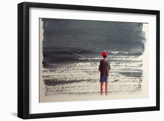 Henry Fishing, Alps, 1990-Lincoln Seligman-Framed Giclee Print