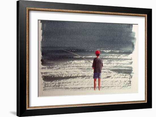 Henry Fishing, Alps, 1990-Lincoln Seligman-Framed Giclee Print