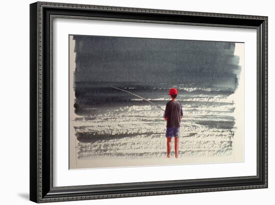 Henry Fishing, Alps, 1990-Lincoln Seligman-Framed Giclee Print