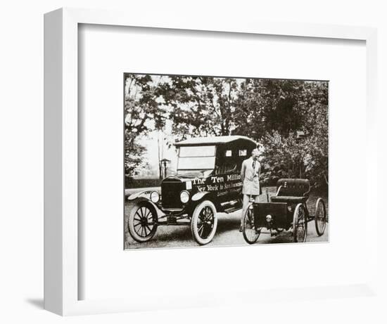 Henry Ford, American car manufacturer, with two of his cars, USA, 1924-Unknown-Framed Photographic Print