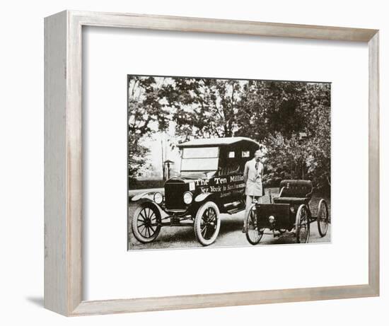 Henry Ford, American car manufacturer, with two of his cars, USA, 1924-Unknown-Framed Photographic Print