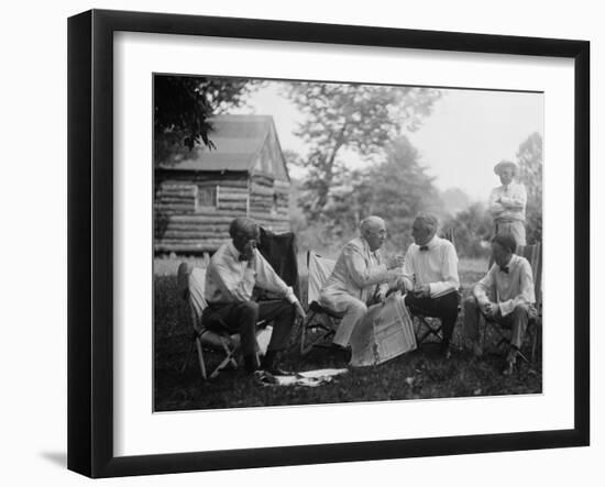 Henry Ford, Thomas Edison, President Warren Harding and Harvey Firestone-null-Framed Photo