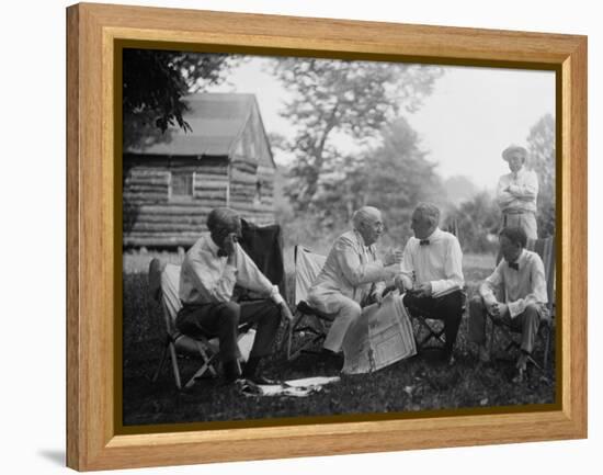 Henry Ford, Thomas Edison, President Warren Harding and Harvey Firestone-null-Framed Stretched Canvas