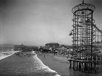 Overview Seaside Amusement Park, Waders in Ocean, Rollercoasters and Activity Centers on Boardwalk-Henry G^ Peabody-Photographic Print