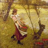 Young Girl With a Dog-Henry Herbert La Thangue-Giclee Print
