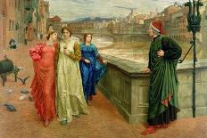 Dante Alighieri Italian Writer Meeting His Beloved Beatrice Portinari on the Lung'Arno Florence-Henry Holiday-Photographic Print