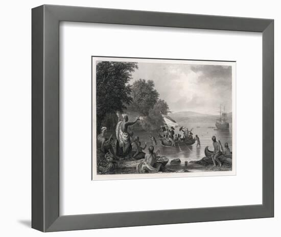 Henry Hudson Discovers the Hudson River-R.w. Weir-Framed Art Print