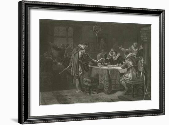 Henry Hudson Receiving His Commission from the Dutch East India Company, 1609-Alonzo Chappel-Framed Giclee Print