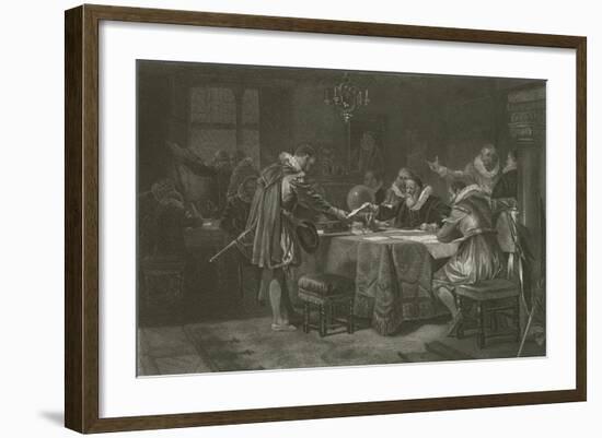 Henry Hudson Receiving His Commission from the Dutch East India Company, 1609-Alonzo Chappel-Framed Giclee Print